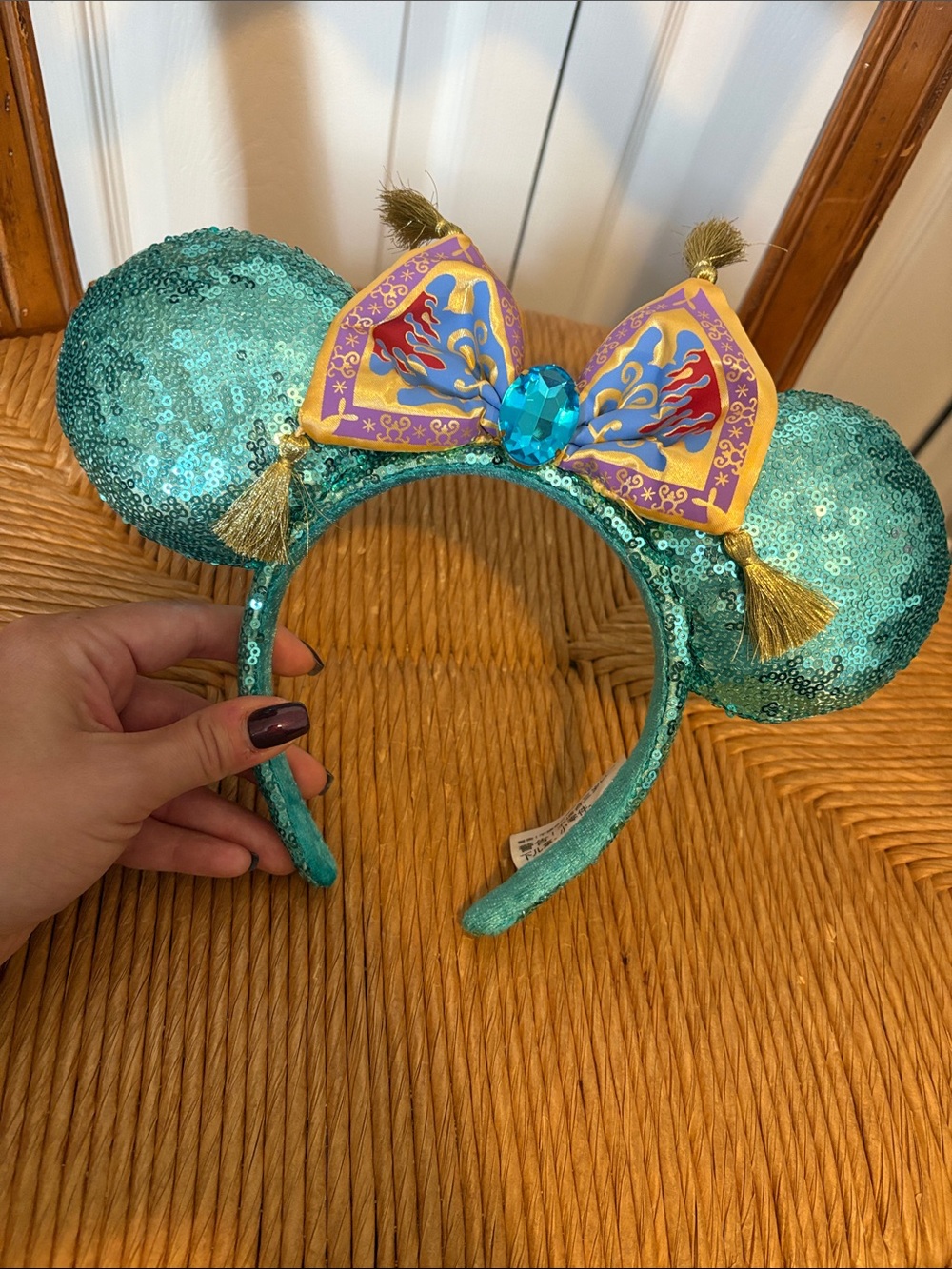 Sequin Teal Princess Jasmine Mouse Ears Headband